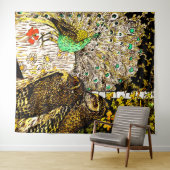 オランダアールヌーボーピーコックアンドフール タペストリー (インサイチュ(横))