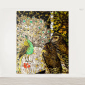 オランダアールヌーボーピーコックアンドフール タペストリー (正面)