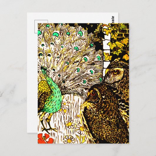 オランダアールヌーボーピーコックアンドフール ポストカード (正面/裏面)