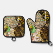 オランダアールヌーボーピーコックアンドフール 鍋つかみ&鍋敷きセット (正面)