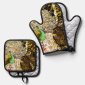 オランダアールヌーボーピーコックアンドフール 鍋つかみ&鍋敷きセット (正面/裏面)