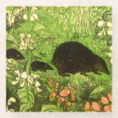 オランダアールヌーボーヘッジホッグとベビー ガラスコースター (正面)