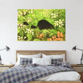 オランダアールヌーボーヘッジホッグとベビー キャンバスプリント (インサイチュ (寝室))