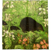 オランダアールヌーボーヘッジホッグとベビー シャワーカーテン (正面)