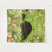 オランダアールヌーボーヘッジホッグとベビー タペストリー (正面(横))