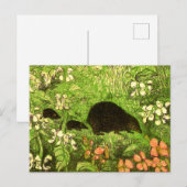 オランダアールヌーボーヘッジホッグとベビー ポストカード (正面/裏面)