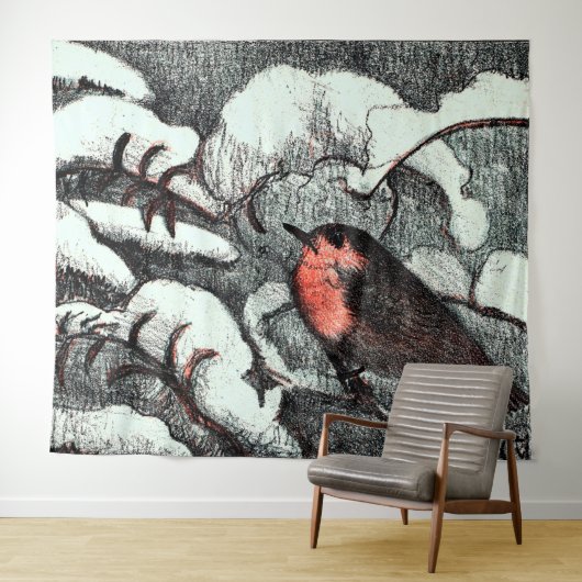 オランダアールヌーボーロビンバードin冬 タペストリー (インサイチュ(横))