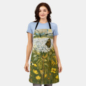 オランダアールヌーボー牧草地ワイルドフラワーズ、蝶 エプロン (着用した状態)