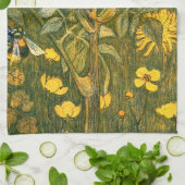 オランダアールヌーボー牧草地ワイルドフラワーズ、蝶 キッチンタオル (折り畳み)