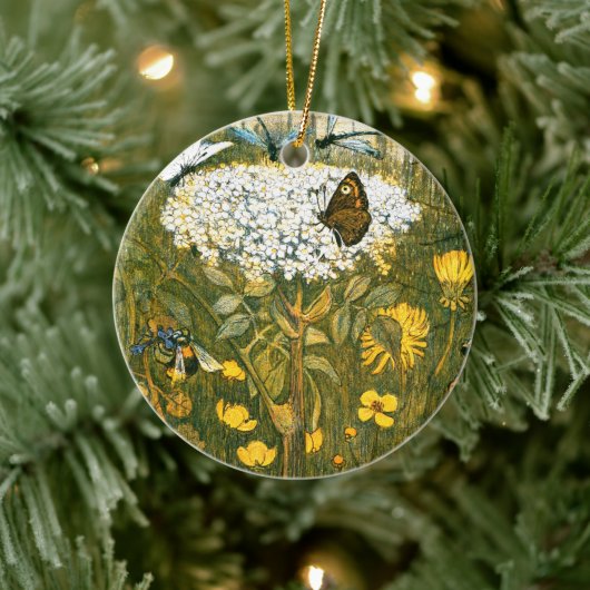オランダアールヌーボー牧草地ワイルドフラワーズ、蝶 セラミックオーナメント (ツリー)