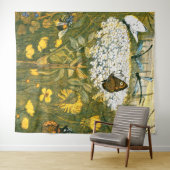 オランダアールヌーボー牧草地ワイルドフラワーズ、蝶 タペストリー (インサイチュ(横))
