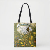 オランダアールヌーボー牧草地ワイルドフラワーズ、蝶 トートバッグ (正面)