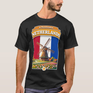 オランダウィンドミルとチューリップ Tシャツ