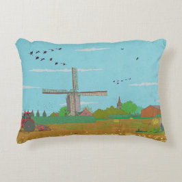 オランダウィンドミルカントリーサイドランドスケープオランダ アクセントクッション