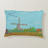 オランダウィンドミルカントリーサイドランドスケープオランダ アクセントクッション (裏面)