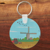 オランダウィンドミルカントリーサイドランドスケープオランダ キーホルダー (正面)