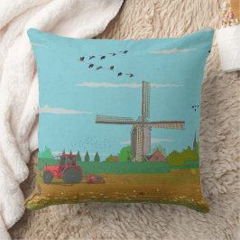 オランダウィンドミルカントリーサイドランドスケープオランダ クッション