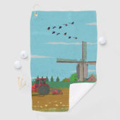 オランダウィンドミルカントリーサイドランドスケープオランダ ゴルフタオル (インサイチュ)