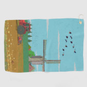 オランダウィンドミルカントリーサイドランドスケープオランダ ゴルフタオル (横)
