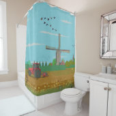 オランダウィンドミルカントリーサイドランドスケープオランダ シャワーカーテン (インサイチュ)