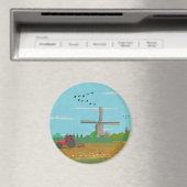 オランダウィンドミルカントリーサイドランドスケープオランダ マグネット (インサイチュ (食洗機))