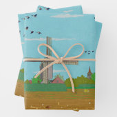 オランダウィンドミルカントリーサイドランドスケープオランダ ラッピングペーパーシート (インサイチュ)