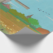 オランダウィンドミルカントリーサイドランドスケープオランダ ラッピングペーパー (角)