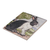 オランダウサギバニーブラック&ホワイトランドスケープイースター タイル (側面)