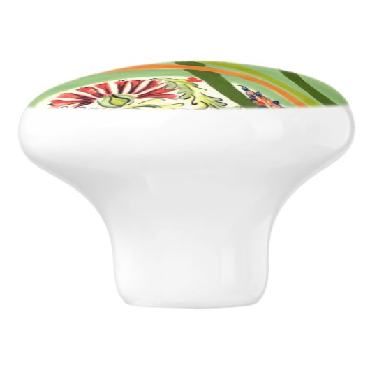 オランダウサギ緑アールデコ引き出し引き出しドアノブ セラミックノブ (側面)