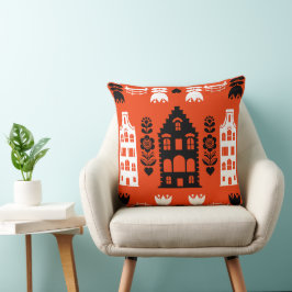 オランダオランダフォークアートプリント クッション