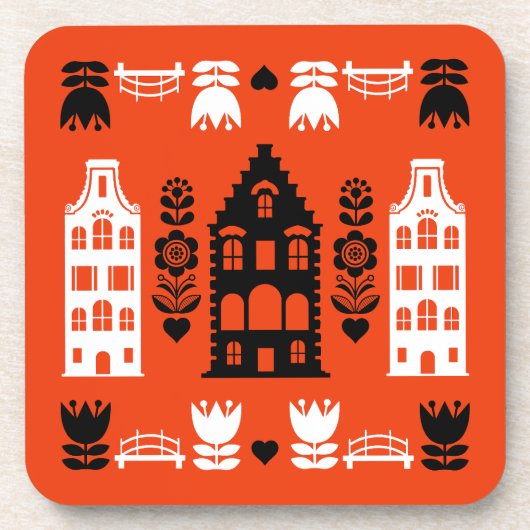 オランダオランダフォークアートプリント コースター (正面)