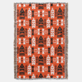 オランダオランダフォークアートプリント スローブランケット