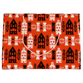 オランダオランダフォークアートプリント ラージペーパーバッグ