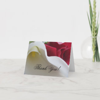 オランダカイウユリかばら色の結婚式のサンキューカード サンキューカード