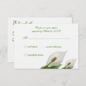 オランダカイウユリによっては白い結婚式の応答カードが開花します 出欠カード (正面/裏面)