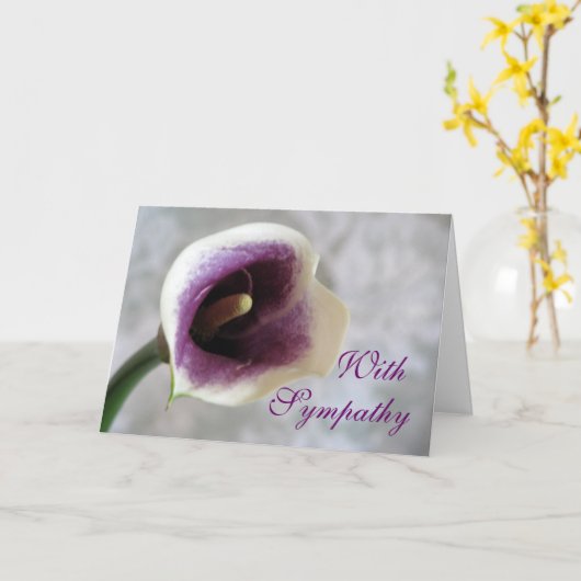 オランダカイウユリの悔やみや弔慰の挨拶状 カード (黄色い花)