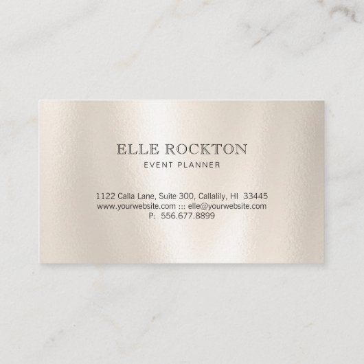 オランダカイウユリの最小主義の真珠の光沢の名刺 名刺 (裏面)