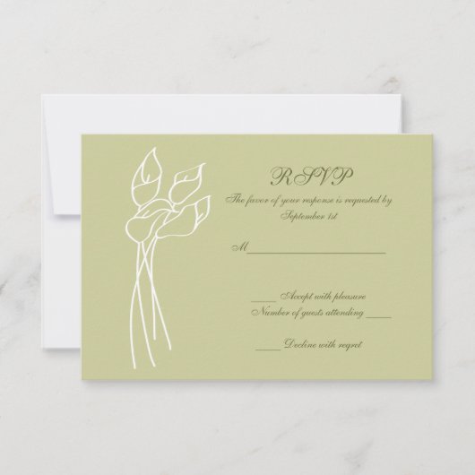 オランダカイウユリの結婚式のrsvp 出欠カード (正面)