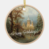 オランダカスタムウィンターワンダーランドランドランドランドスケープ絵画ズ セラミックオーナメント (正面)