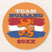 オランダカスタム国旗オレンジライオンチームHolland 2019 Ro ラウンドペーパーコースター (正面)