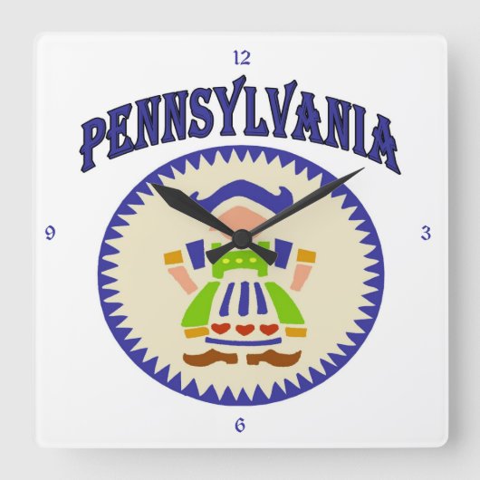 オランダガールクロック スクエア壁時計 (正面)