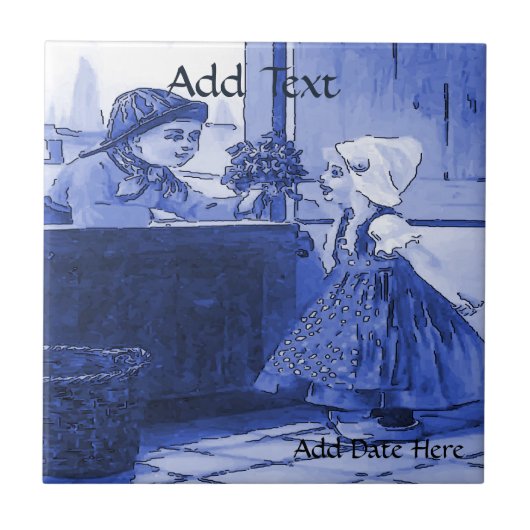 オランダキッズフラワーズタイル、オランダルック、パーソナライズ タイル (正面)