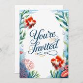 オランダゴールドフィッシュウェディングパーティーフィッシュ招待状 招待状 (正面/裏面)