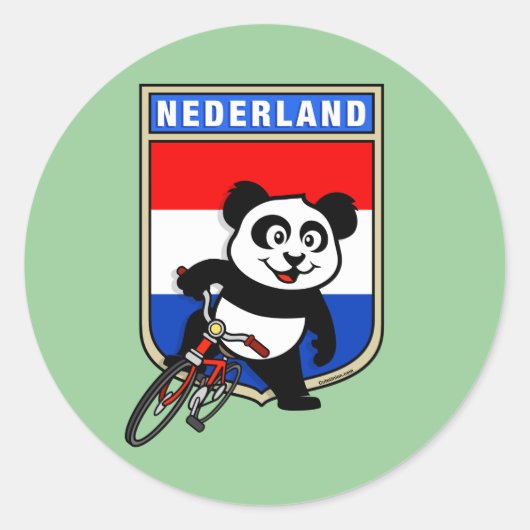オランダサイクリングパンダ ラウンドシール (正面)