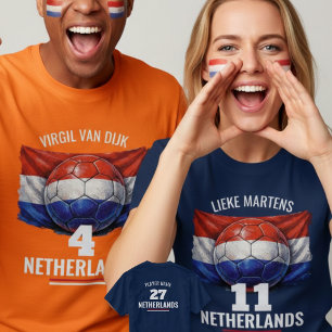 オランダサッカー国家の旗の伝統 Tシャツ