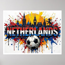 オランダサッカー都市景観オイルペイントスタイル ポスター