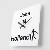 オランダサッカー、カスタマイズ可能 スクエア壁時計 (傾斜)