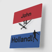 オランダサッカー、カスタマイズ可能 スクエア壁時計 (傾斜)