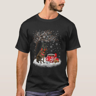 オランダシェパード犬の雪のクリスマスウィンターXm Tシャツ