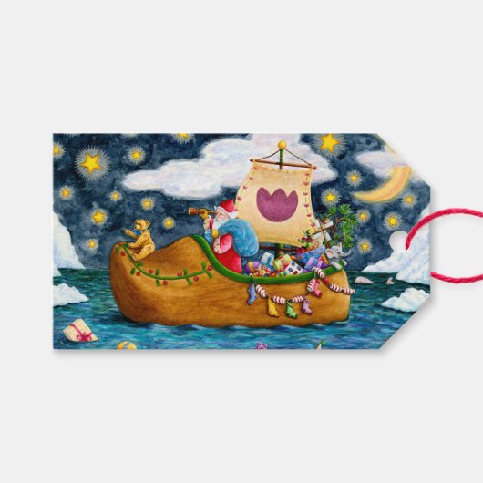 オランダシューサンタ船,アイスバーグ,クジラ,テディベア ギフトタグ (正面(横))